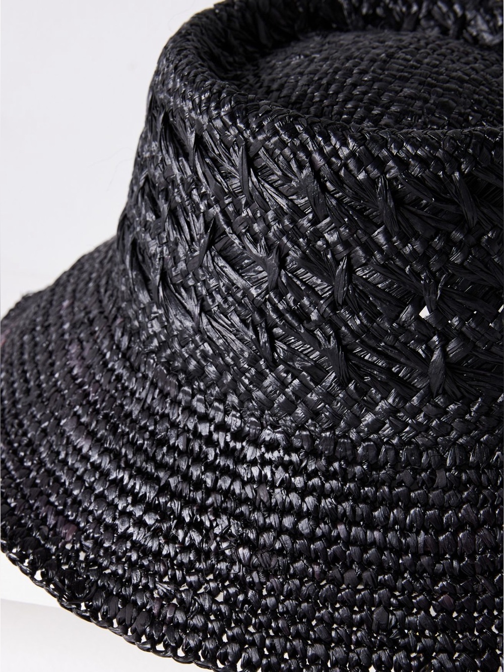 Anthropologie Wyeth Double Weave Straw Bucket Hat Black NEW - Picture 5 of 11